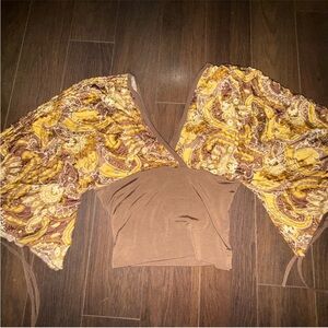 Baby Phat Brown and Yellow Paisley Blouse